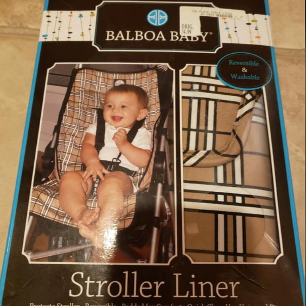 Balboa Baby Reversible Stroller Liner Tan Plaid